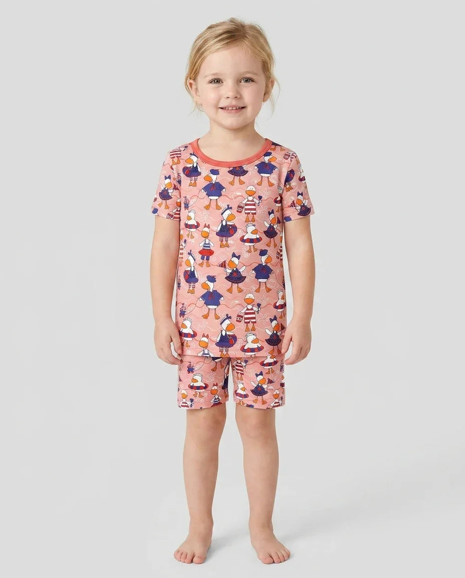 Schlafanzug-Set zweiteilig, kurze Ärmel, kurze Hose, Bambus