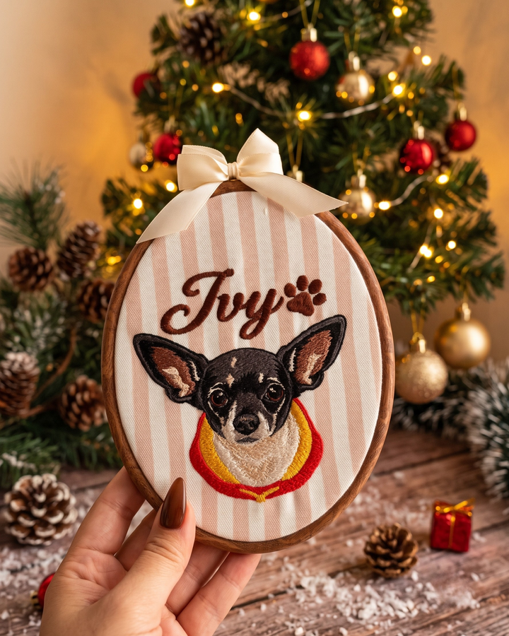 Memorial Pet Face Embroidered Custom Hoop