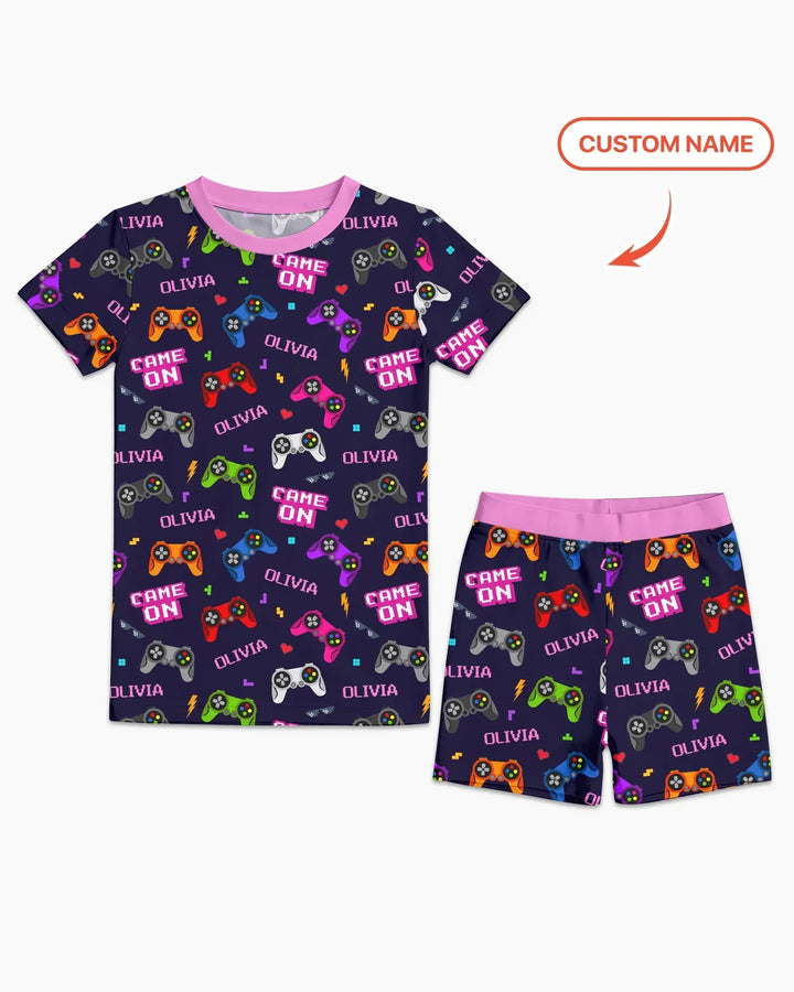 Zweiteiliges Pyjama-Set mit kurzen Ärmeln und Shorts im Sommer-Design