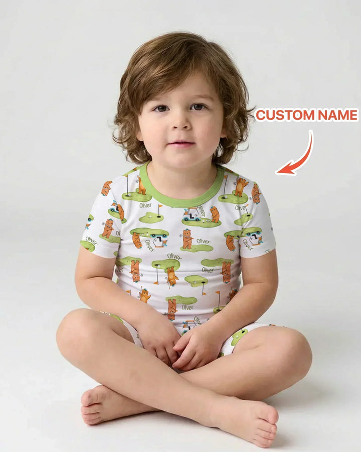 Zweiteiliges Pyjama-Set mit kurzen Ärmeln und Shorts im Sommer-Design