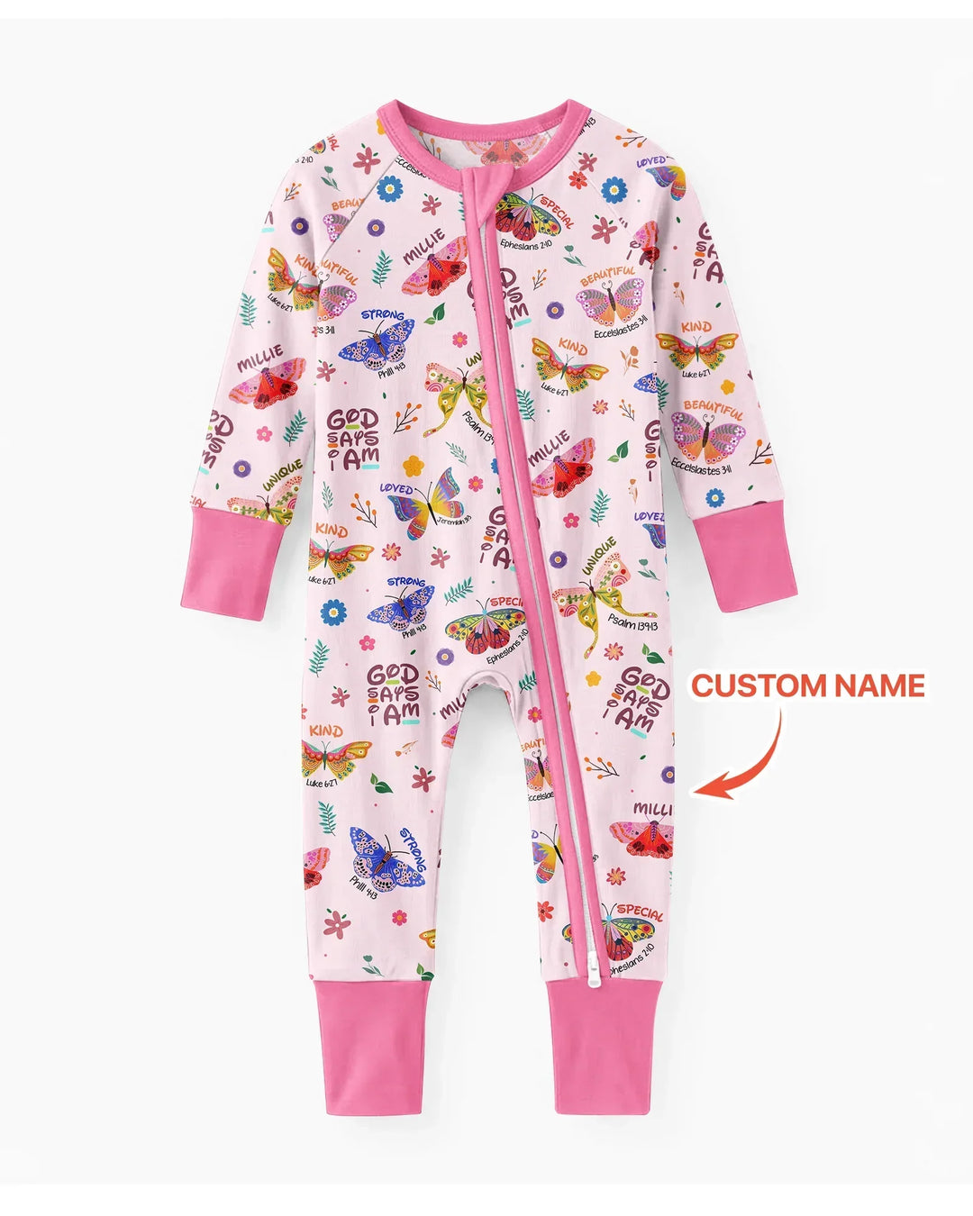 Custom Name God says I am Butterfly Bamboo Convertible Zippy