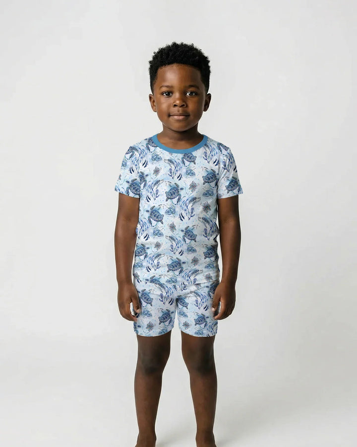 Zweiteiliges Pyjama-Set mit kurzen Ärmeln und Shorts im Sommer-Design