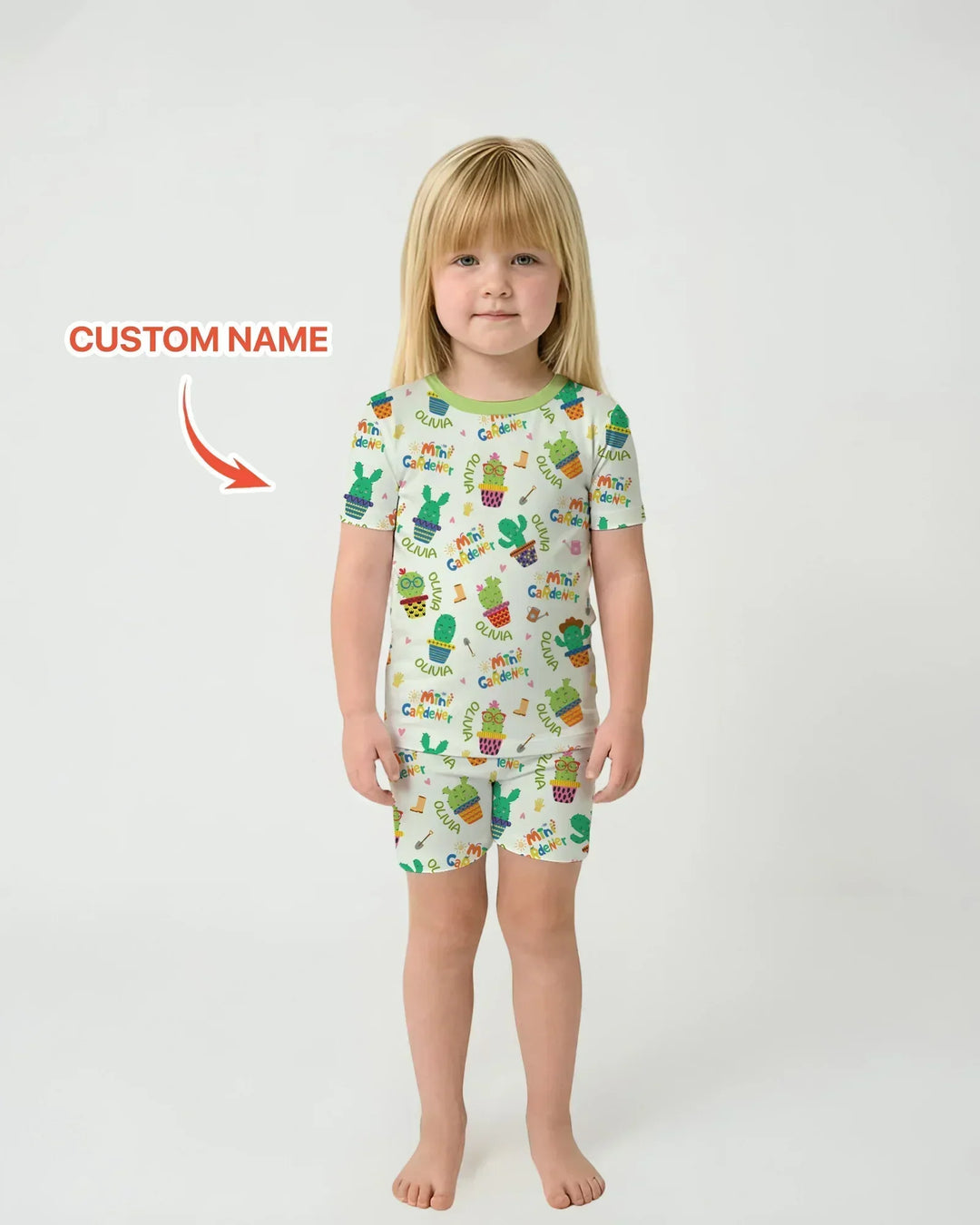 Custom Name Mini Gardener Bamboo Two Piece Short Sleeve Shorts Pajama Set