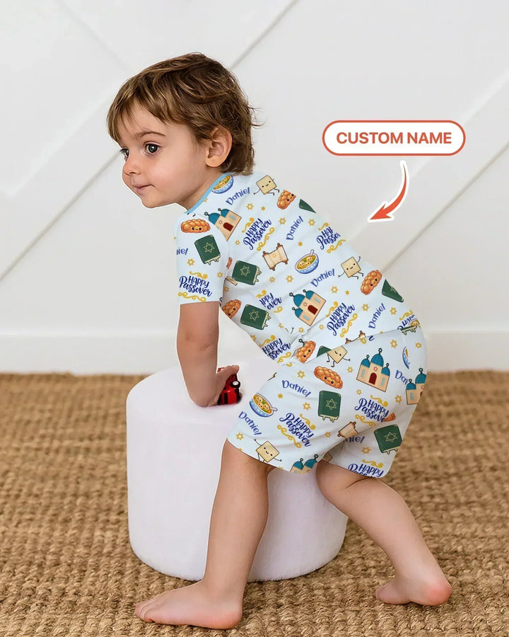 Zweiteiliges Pyjama-Set mit kurzen Ärmeln und Shorts im Sommer-Design