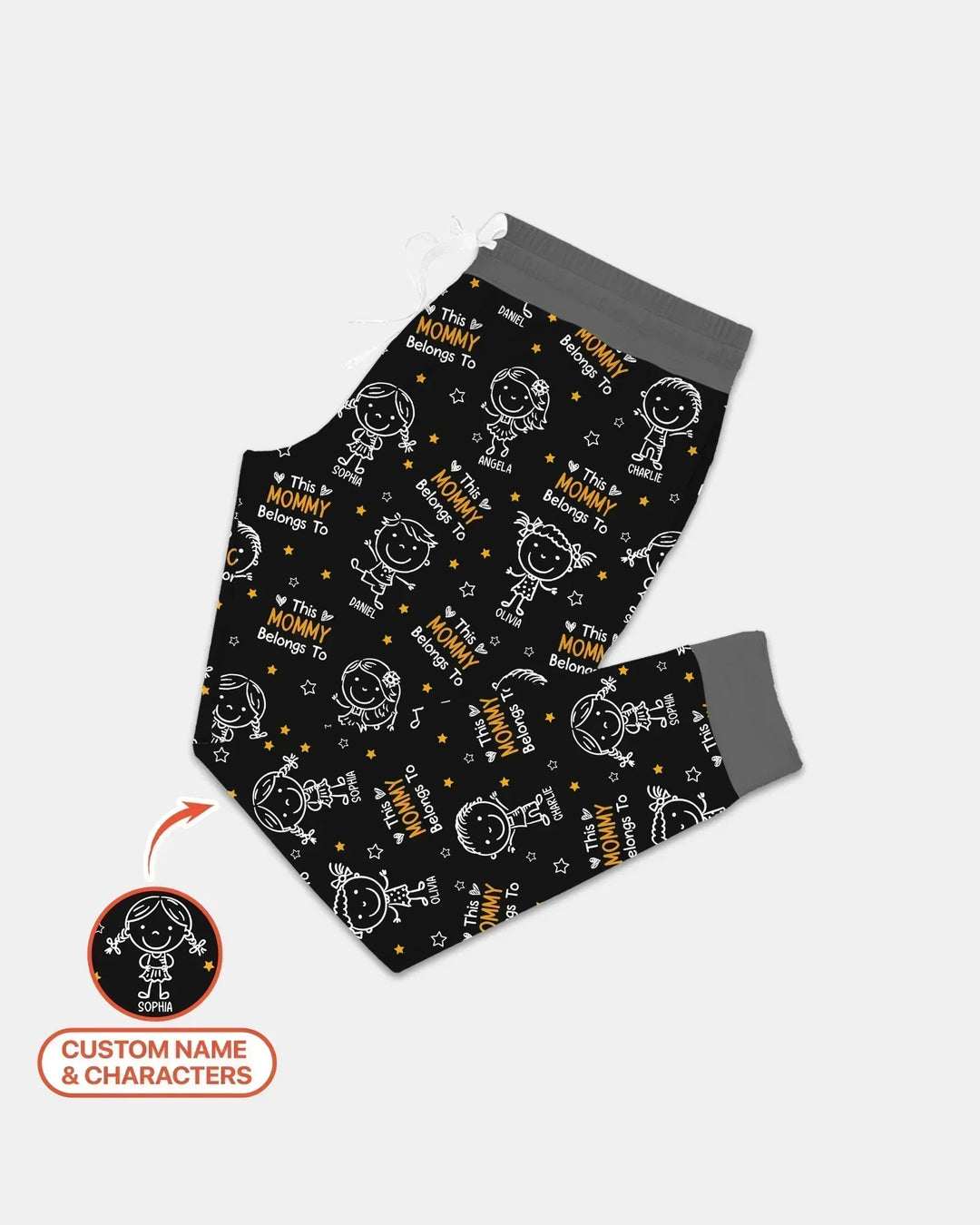 Personalisierter Name „Diese Mama gehört zu“ Doodle Bambus Damen Pyjama-Set