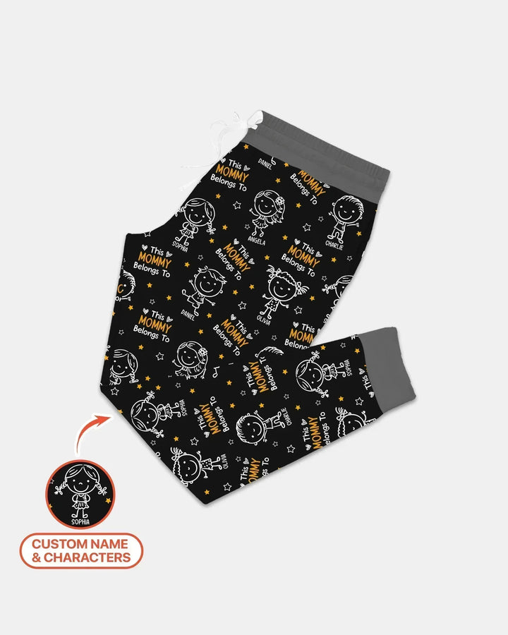 Personalisierter Name „Diese Mama gehört zu“ Doodle Bambus Damen Pyjama-Set