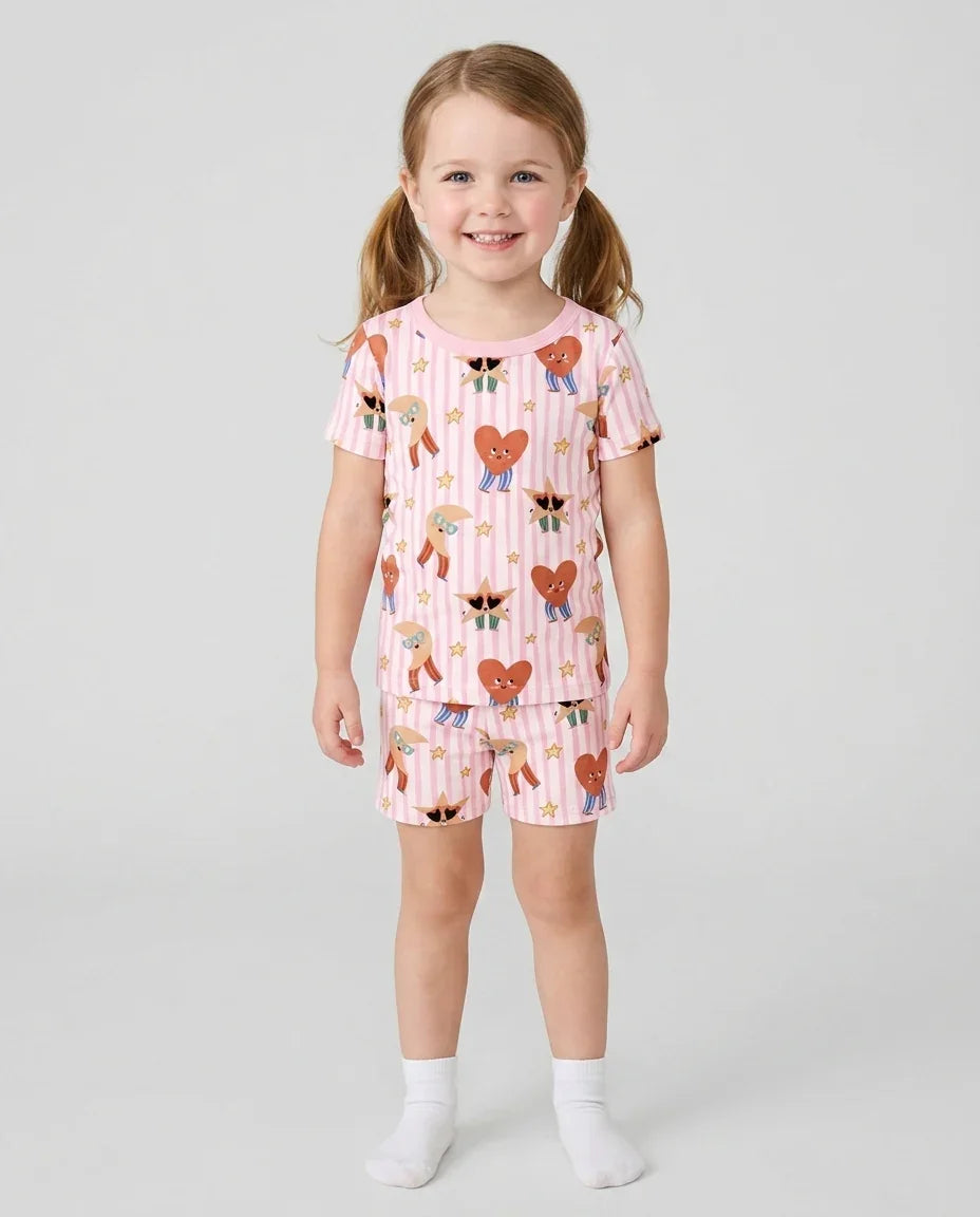 Dance More Dances Bamboo Two Piece Short Sleeve Shorts Pajama Set