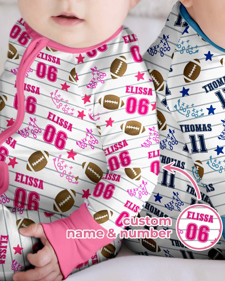 Custom Name Football Time Pink Bamboo Convertible Zippy