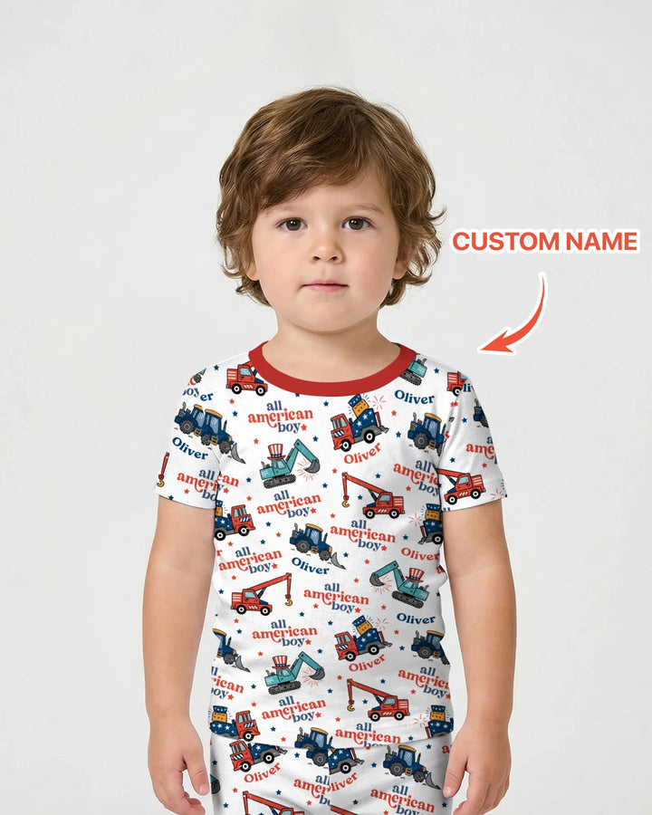 Zweiteiliges Pyjama-Set mit kurzen Ärmeln und Shorts im Sommer-Design