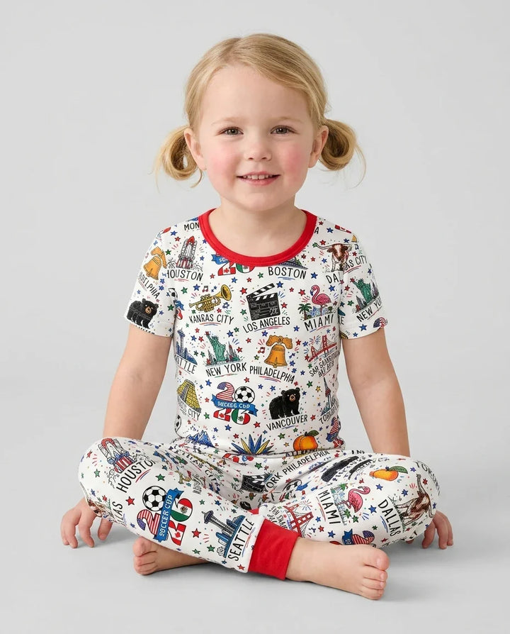 Zweiteiliges, kurzärmliges Pyjama-Set mit Marienkäfern
