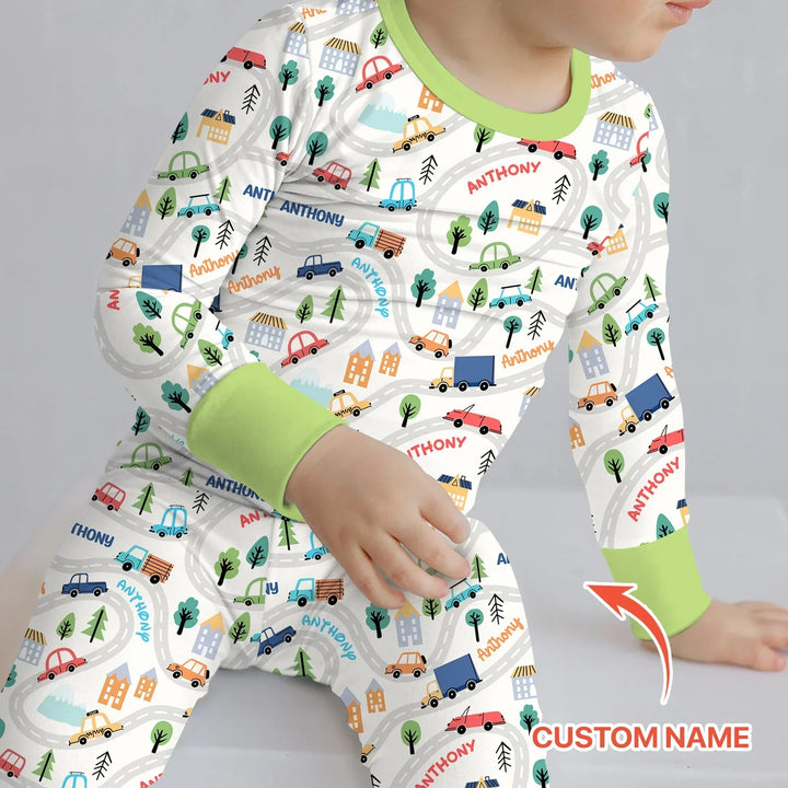 Zweiteiliges Langarm-Pyjama-Set mit Sommerfrüchten