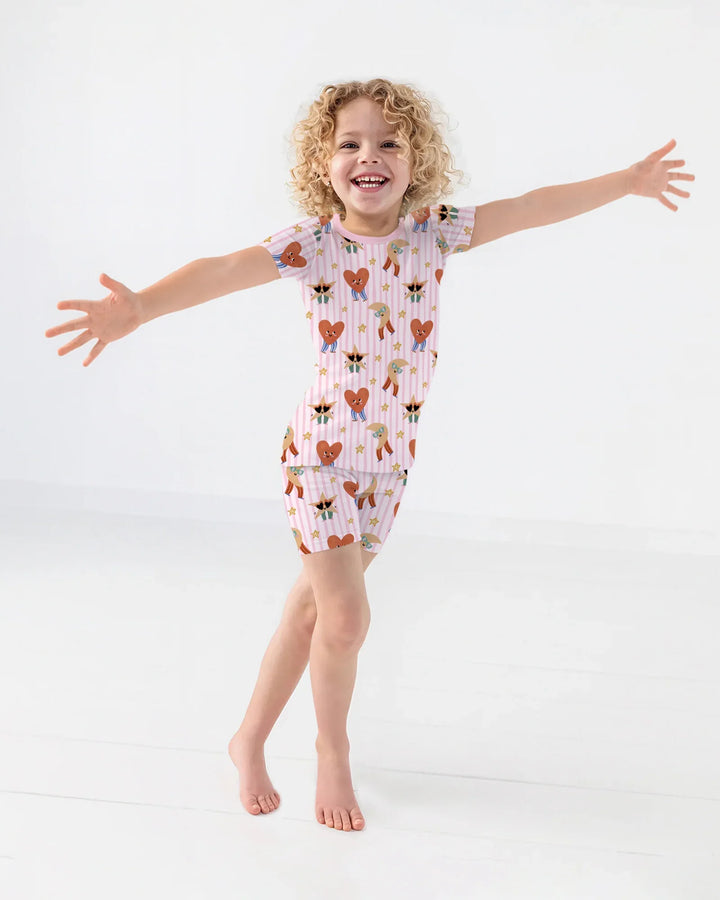 Dance More Dances Bamboo Two Piece Short Sleeve Shorts Pajama Set