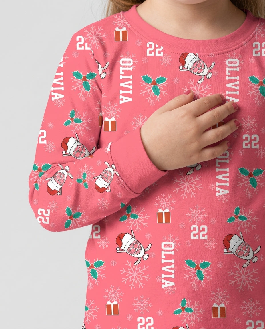 Custom Name Hockey Holiday Bamboo Two Piece Long Sleeve Pajama Set