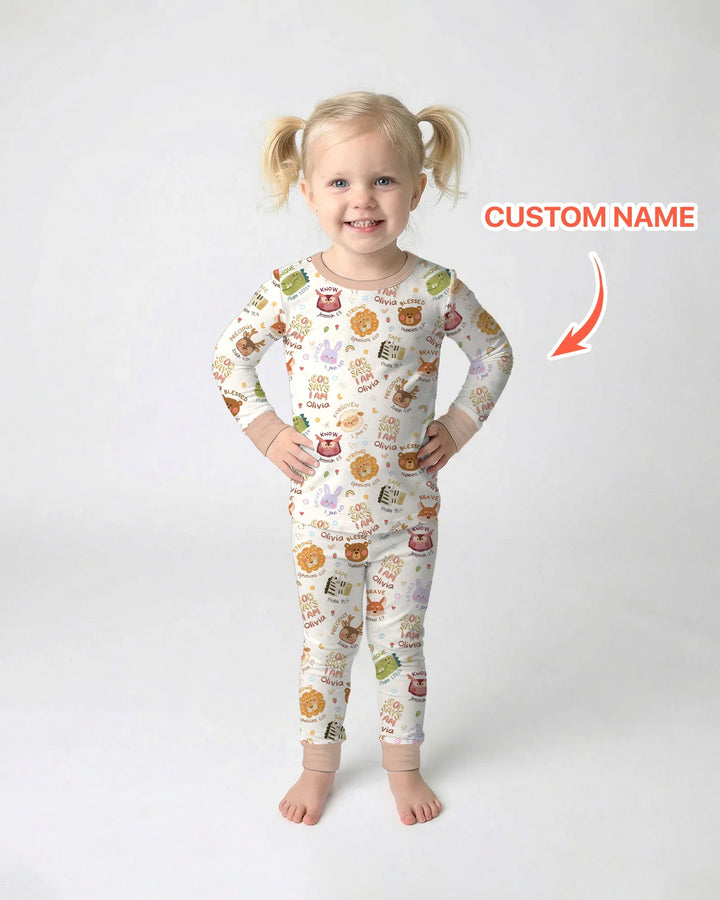 Zweiteiliges Langarm-Pyjama-Set mit Sommerfrüchten