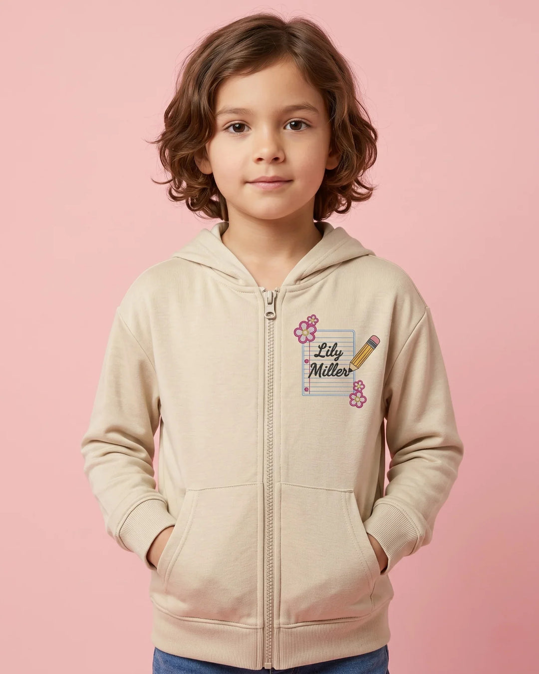 Custom Name Little Learner Label Embroidered Bamboo Zip Hoodie