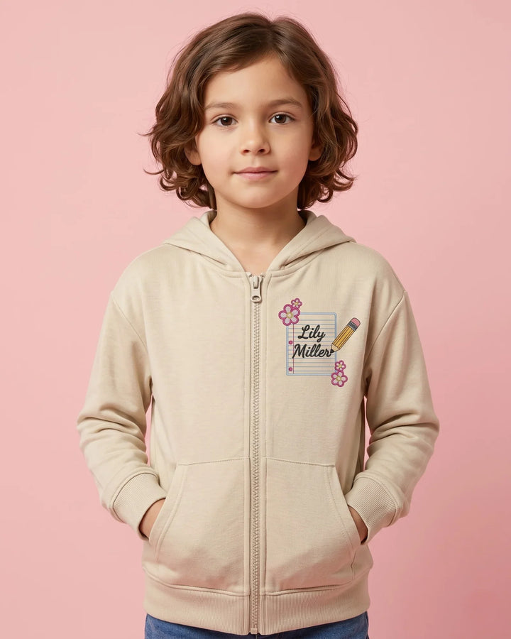 Custom Name Little Learner Label Embroidered Bamboo Zip Hoodie