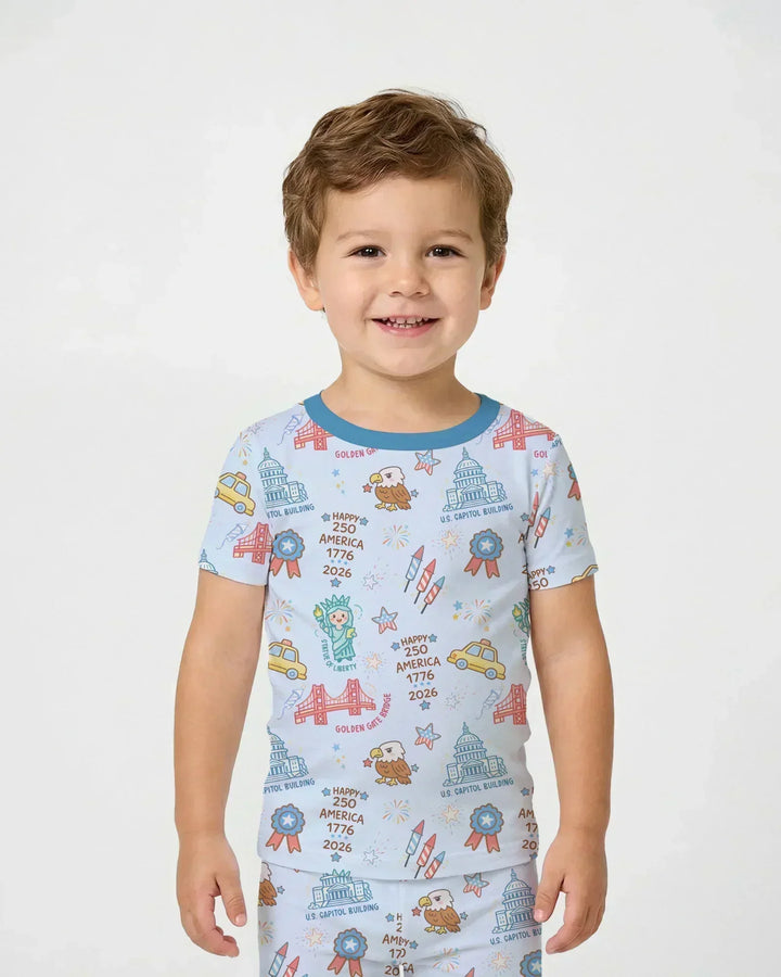Zweiteiliges, kurzärmliges Pyjama-Set mit Marienkäfern