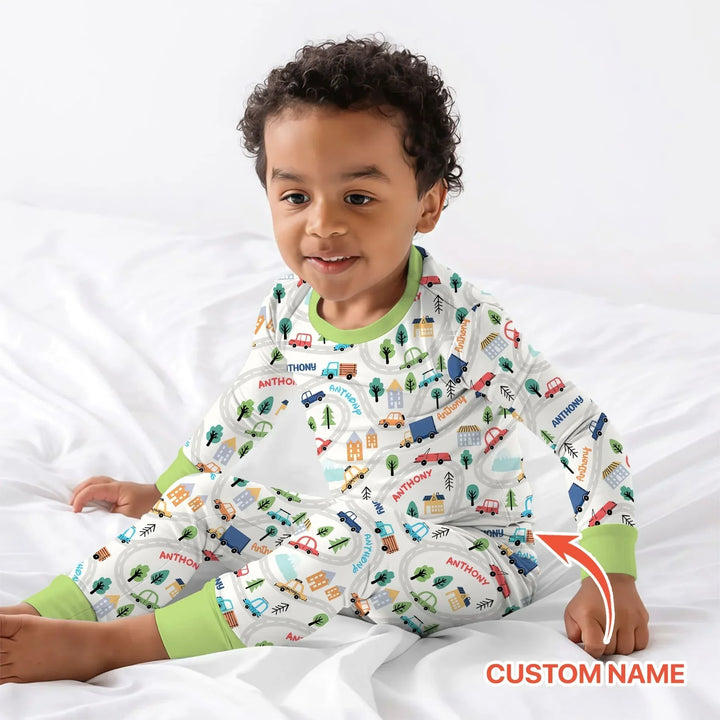 Zweiteiliges Langarm-Pyjama-Set mit Sommerfrüchten