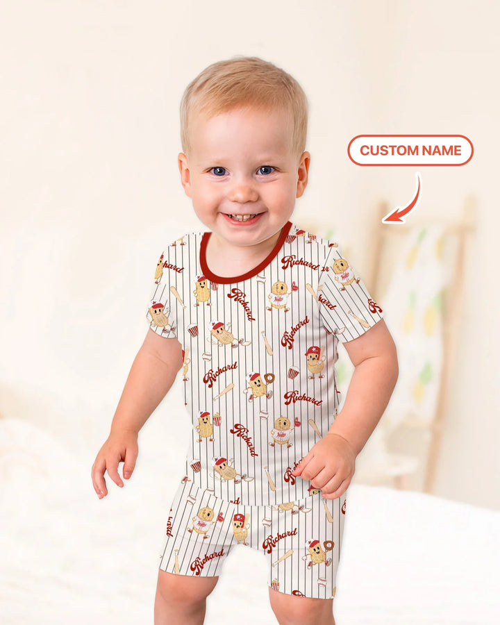 Zweiteiliges Pyjama-Set mit kurzen Ärmeln und Shorts im Sommer-Design