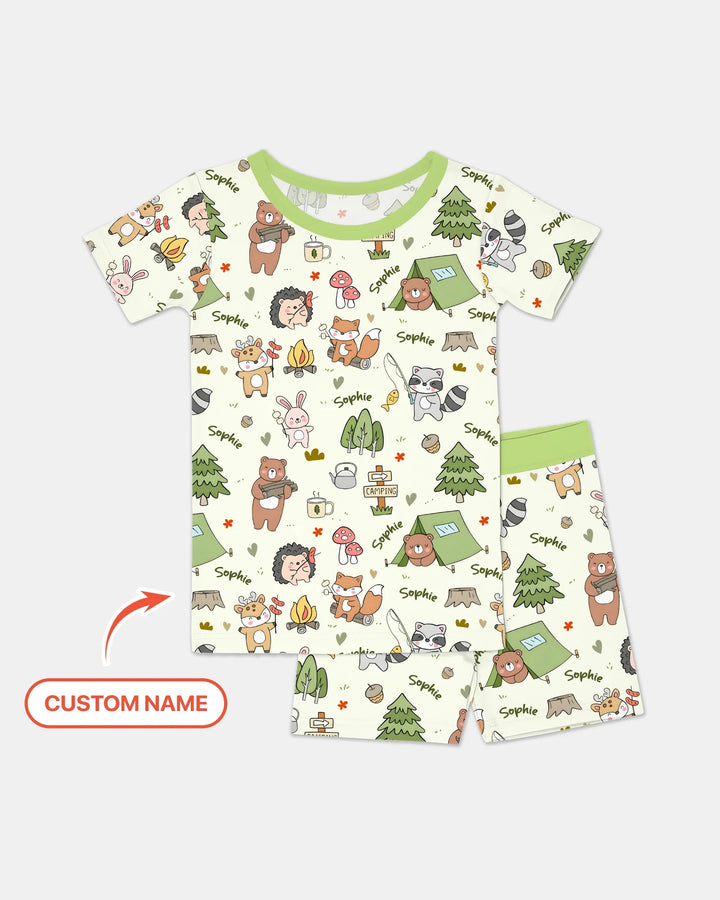 Zweiteiliges Pyjama-Set mit kurzen Ärmeln und Shorts im Sommer-Design