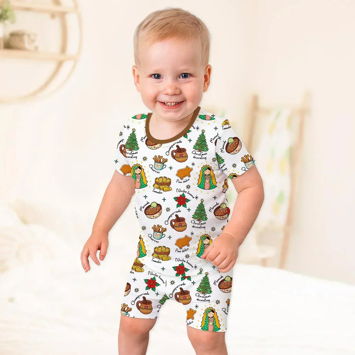 Template Zweiteiliges Pyjama-Set mit kurzen Ärmeln und Shorts