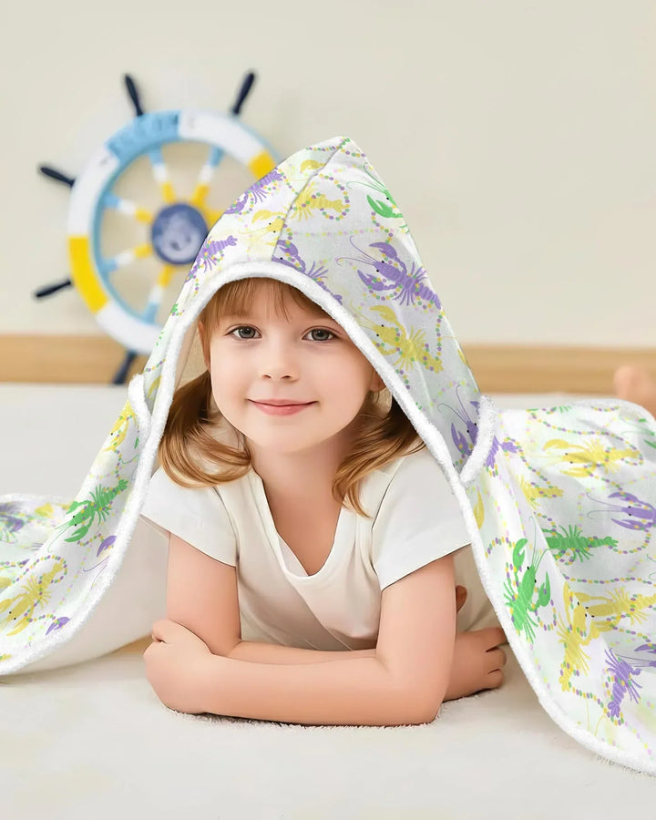Mardi Gras Langusten Familie Passender Tragbarer Bambus Decken-Hoodie