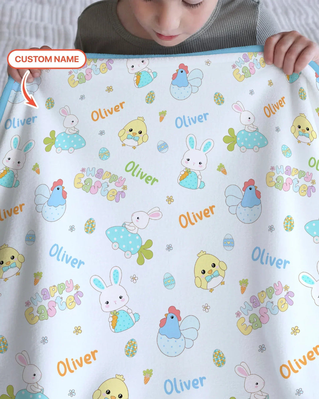 Custom name Happy Easter Bamboo Blanket