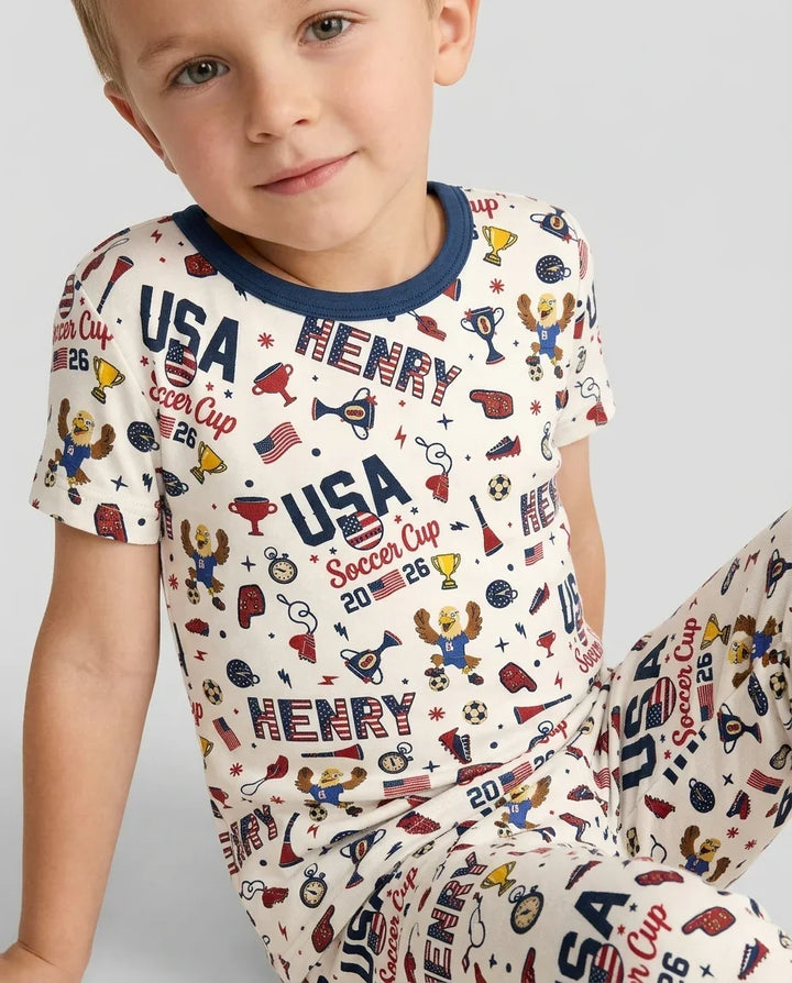 Zweiteiliges, kurzärmliges Pyjama-Set mit Marienkäfern