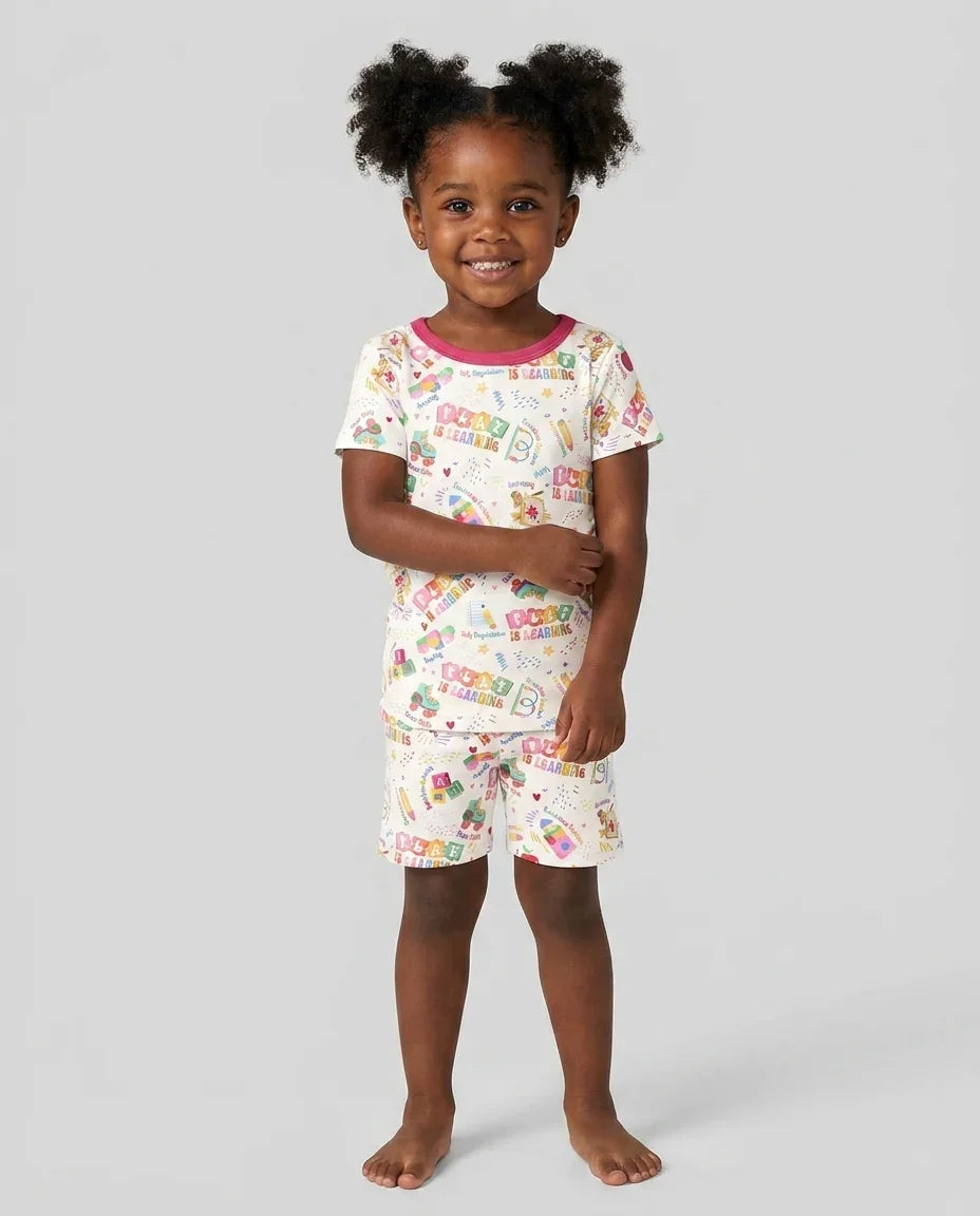 Schlafanzug-Set zweiteilig, kurze Ärmel, kurze Hose, Bambus