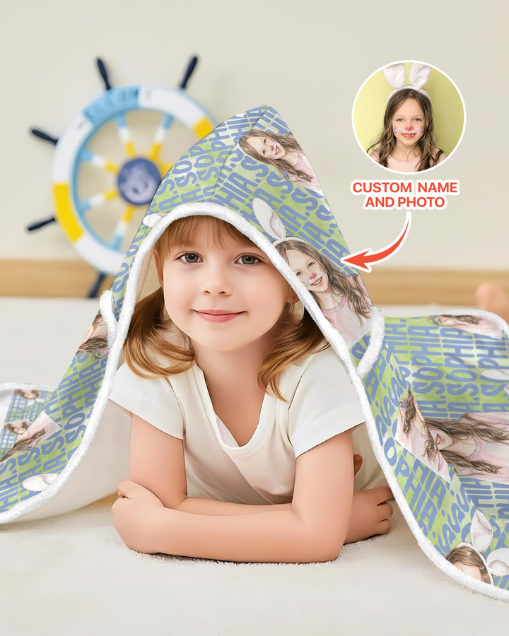 Colorful Kids Name Bamboo Blanket Hoodie