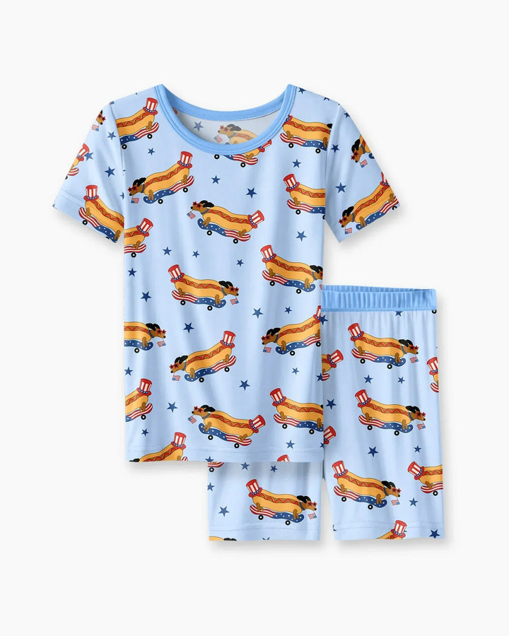 Schlafanzug-Set zweiteilig, kurze Ärmel, kurze Hose, Bambus
