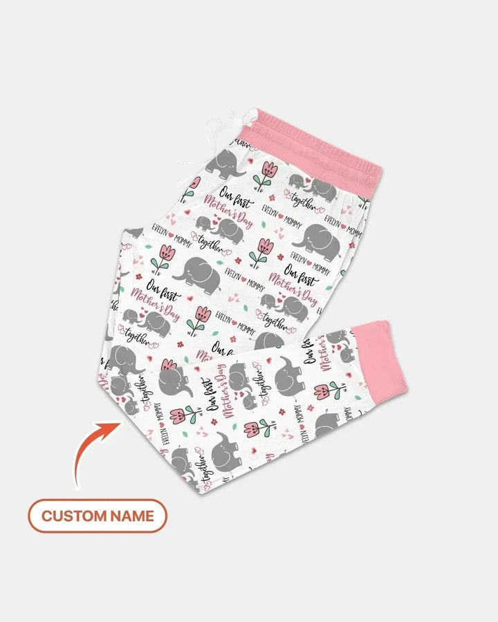 Elefant mit Wunschnamen Unser erster Muttertag Bambus Pyjama-Set für Damen
