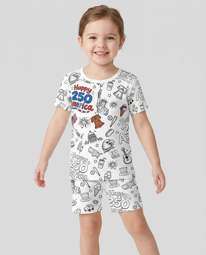 Schlafanzug-Set zweiteilig, kurze Ärmel, kurze Hose, Bambus