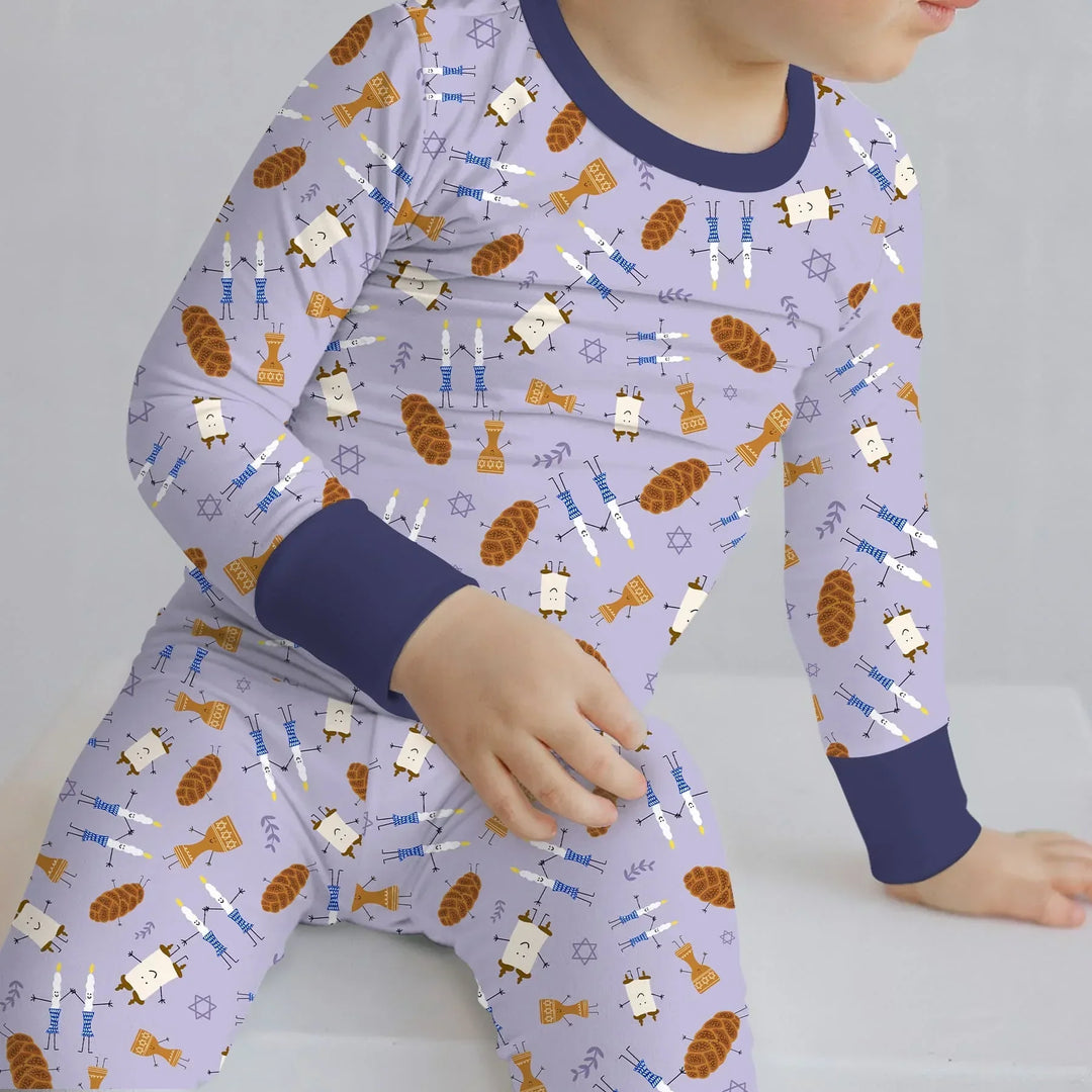 Zweiteiliges Langarm-Pyjama-Set mit Sommerfrüchten