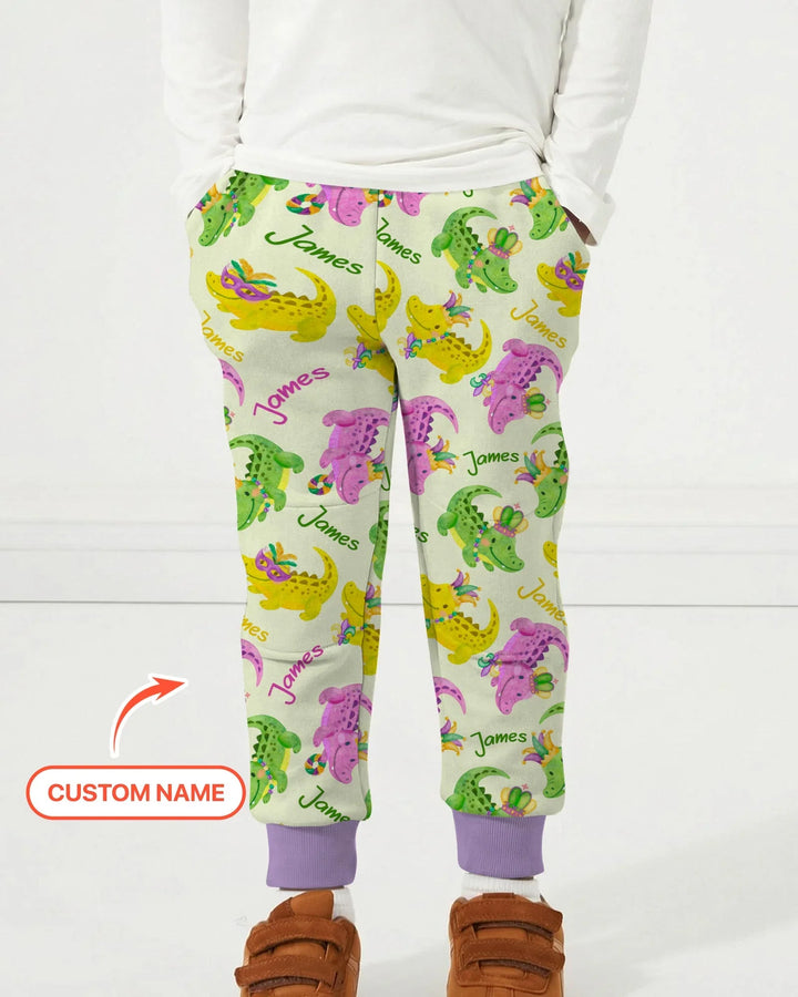 Benutzerdefinierter Name Mardi Gras Alligator Bambus Jogger