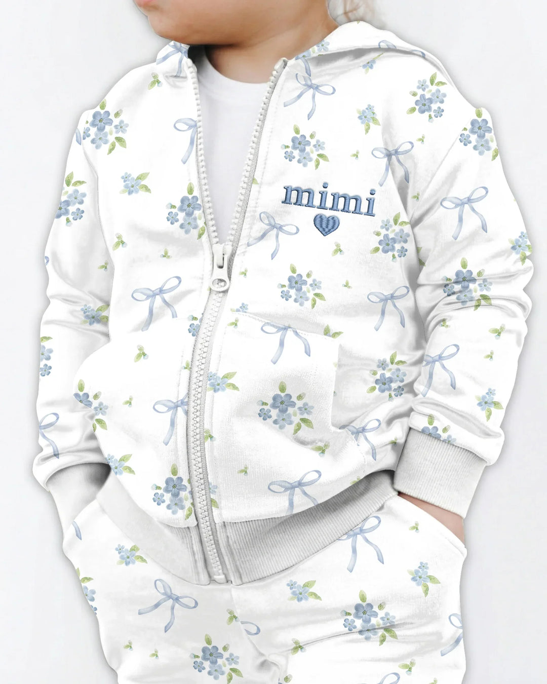 Zwillings-Set bestickter Baby-Kapuzenpullover aus Bambus mit Reißverschluss