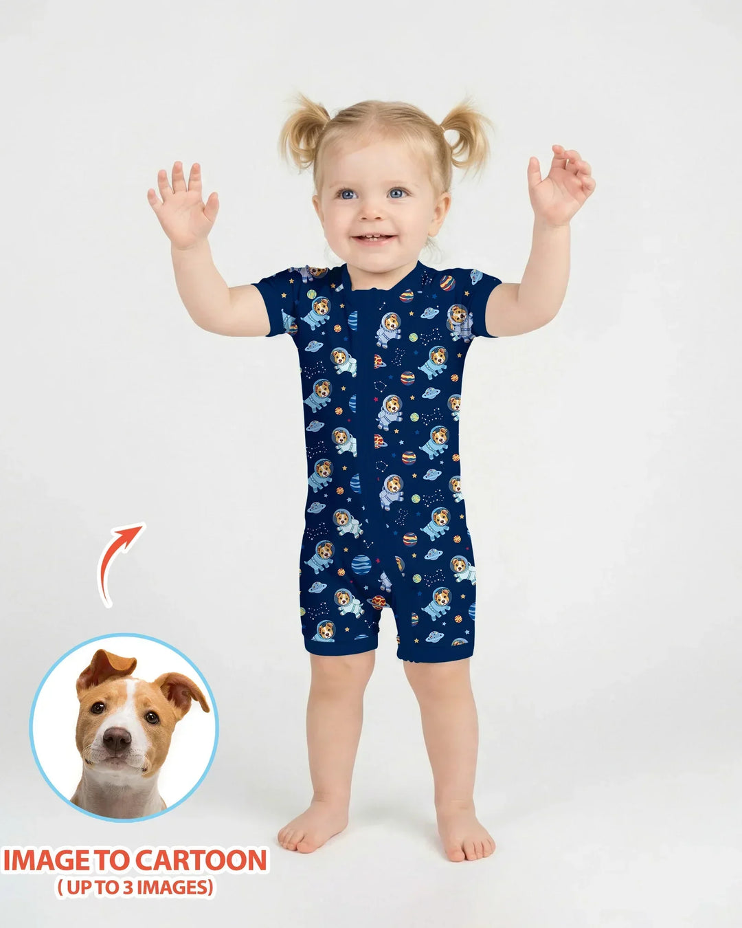 Astronaut Custom Pet Image Family Matching Bamboo Shorty Zippy