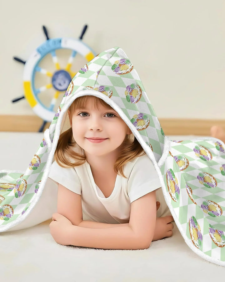 Mardi Gras Donut Bamboo Wearable Hooded Blanket