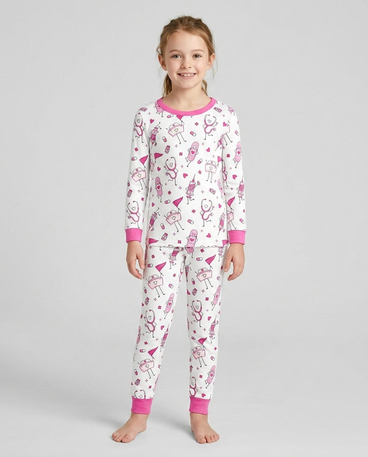 Zweiteiliges Langarm-Pyjama-Set mit Sommerfrüchten