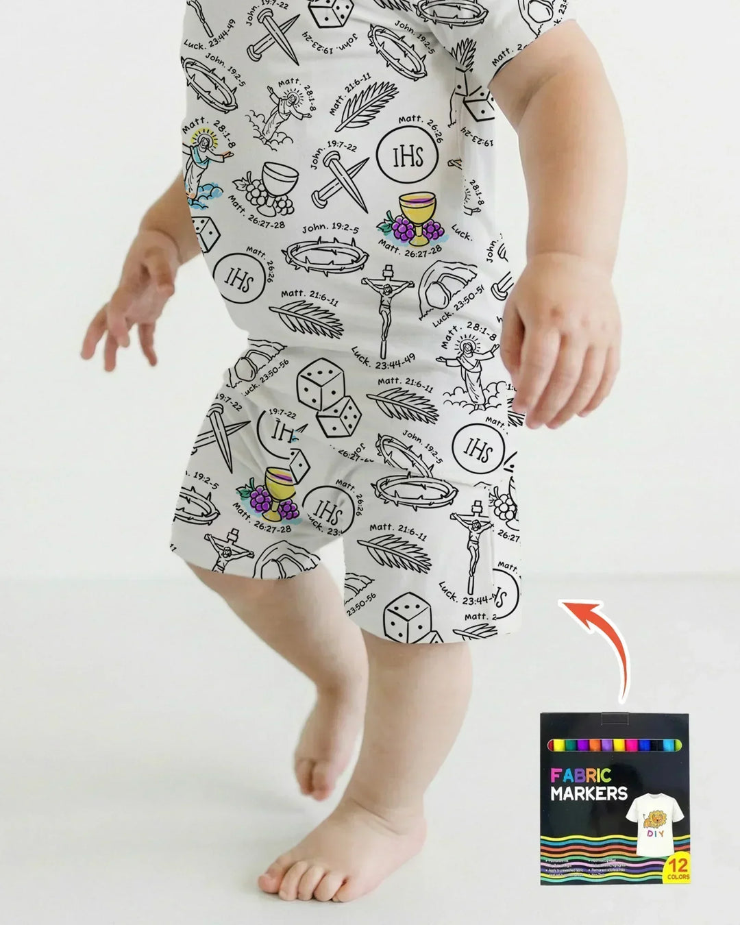 Template Zweiteiliges Pyjama-Set mit kurzen Ärmeln und Shorts