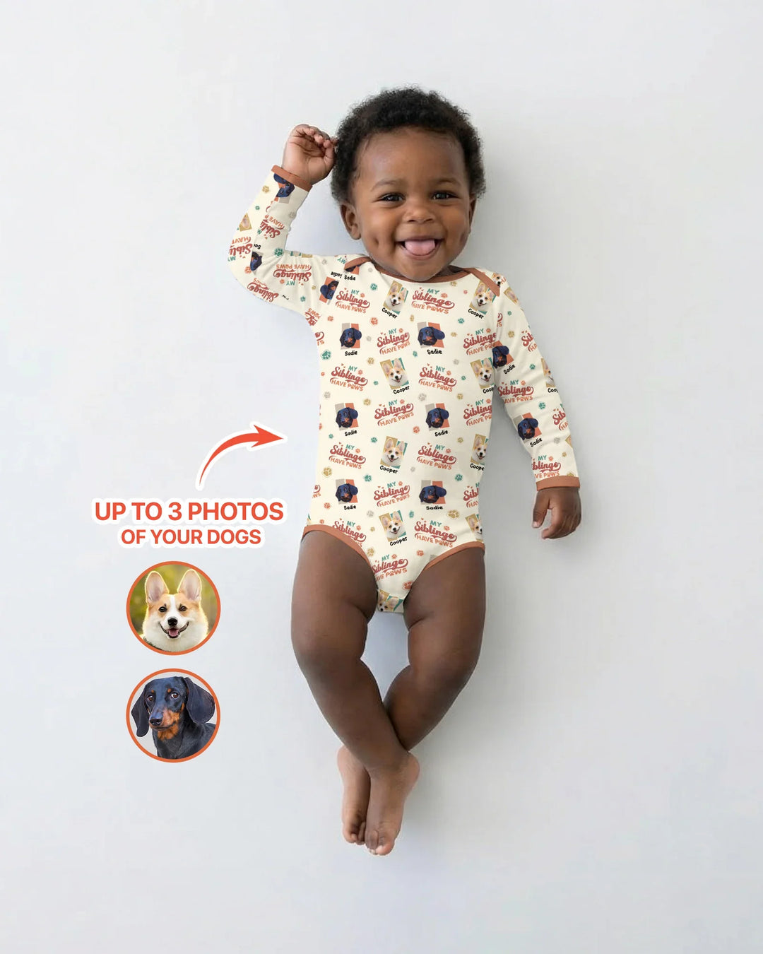 Gerippte Babykleidung mit individuellem Foto - Weich &amp; Skizzenhaft