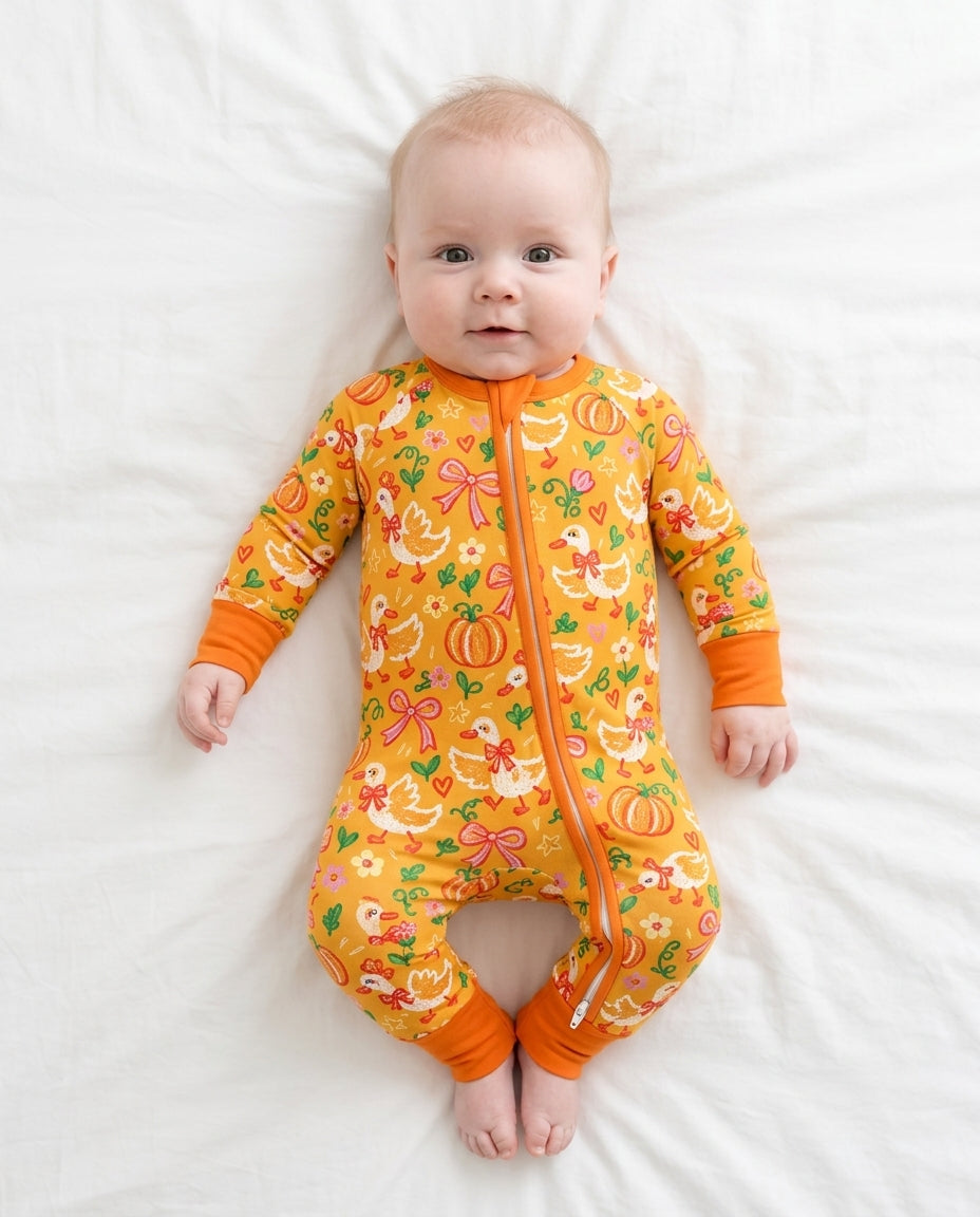 Cute Duck Pumpkin Fall Bamboo Convertible Zippy