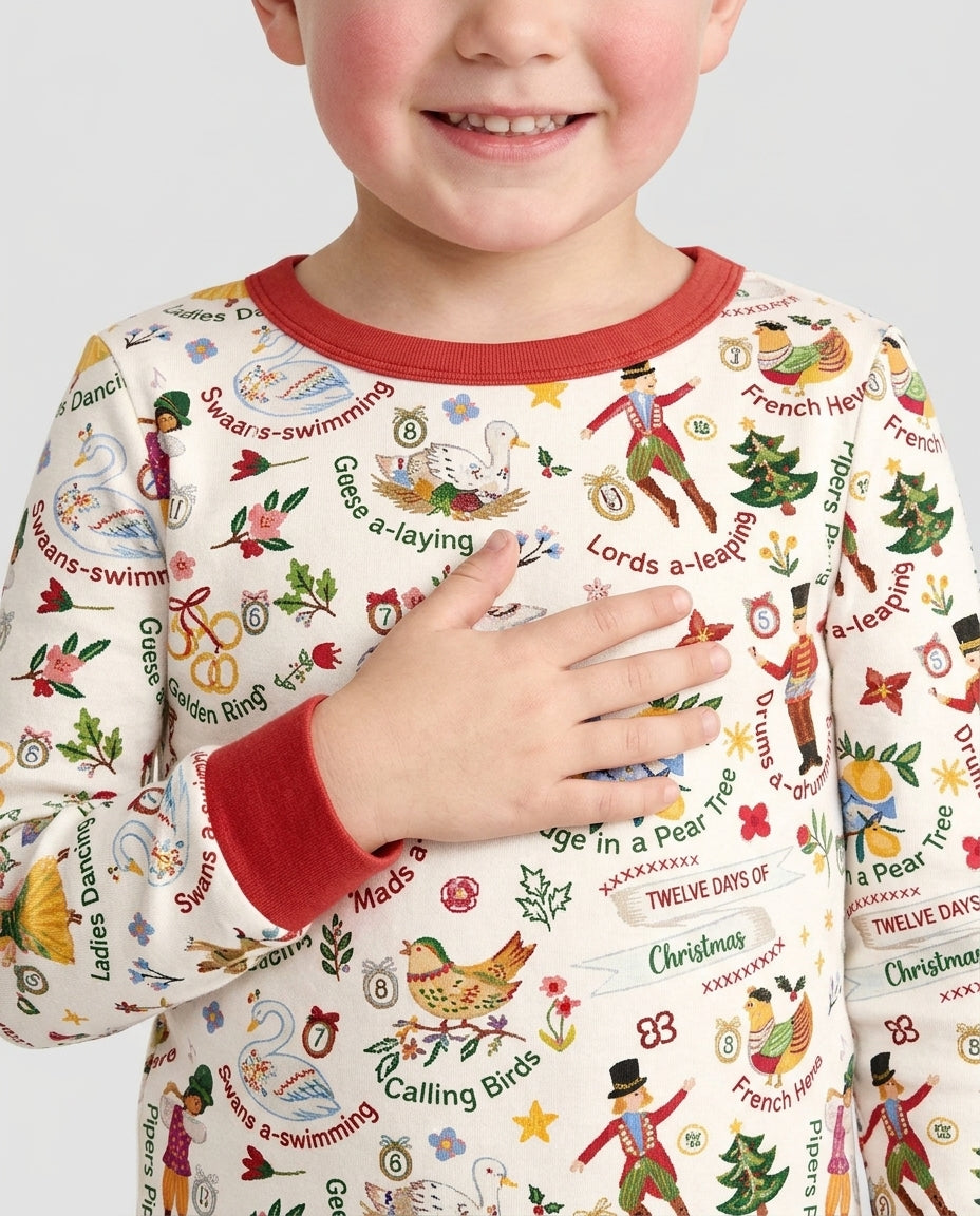 The 12 Days of Christmas Bamboo Two Piece Long Sleeve Pajama Set