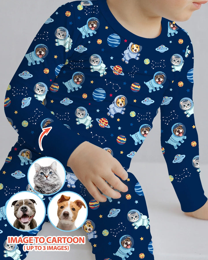 Zweiteiliges Langarm-Pyjama-Set mit Sommerfrüchten