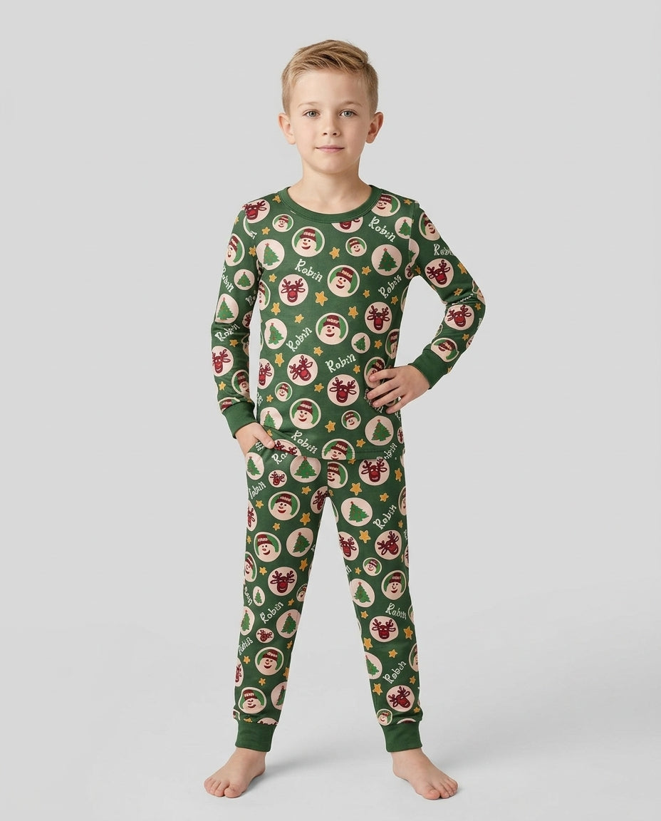 Christmas Dinner Bamboo Two Piece Long Sleeve Pajama Set