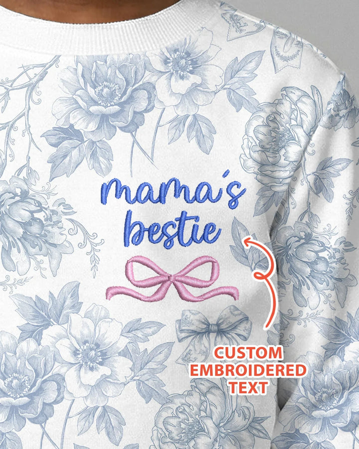 Individuell besticktes Mommy-and-Me-Toile-Passendes Bambus-Crewneck-Sweatshirt