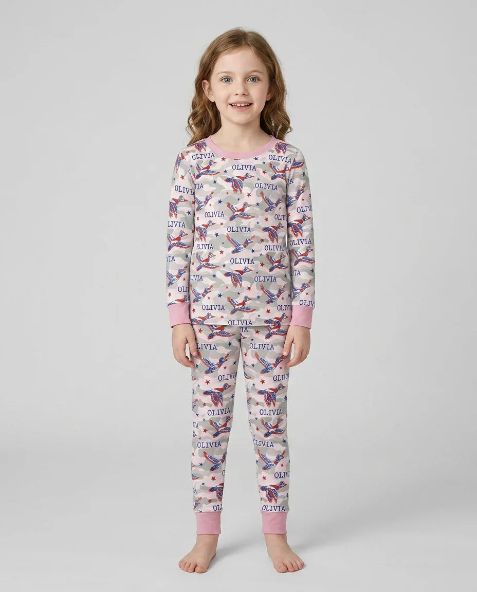 Zweiteiliges Langarm-Pyjama-Set mit Sommerfrüchten