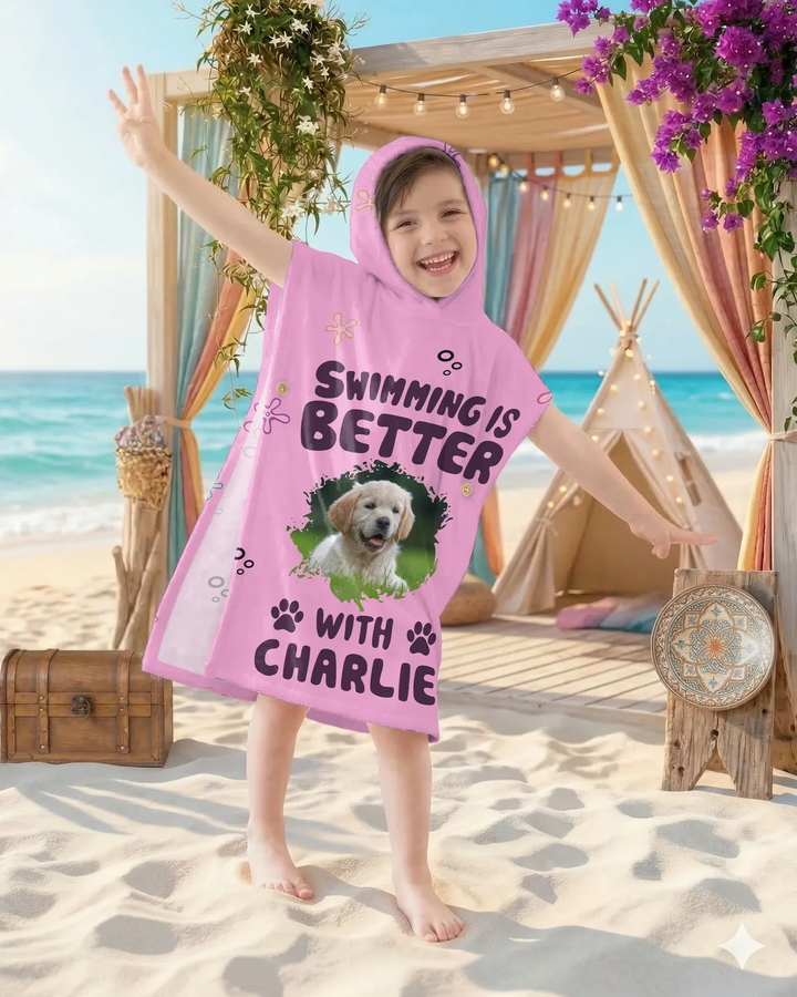 Better Life With My Dog Photo Bambus-Schwimmponcho