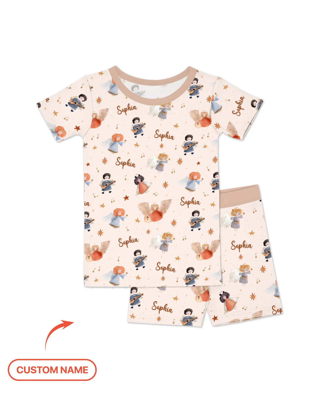 Guardian Angels Custom Name Bamboo Two Piece Short Sleeve Shorts Pajama Set