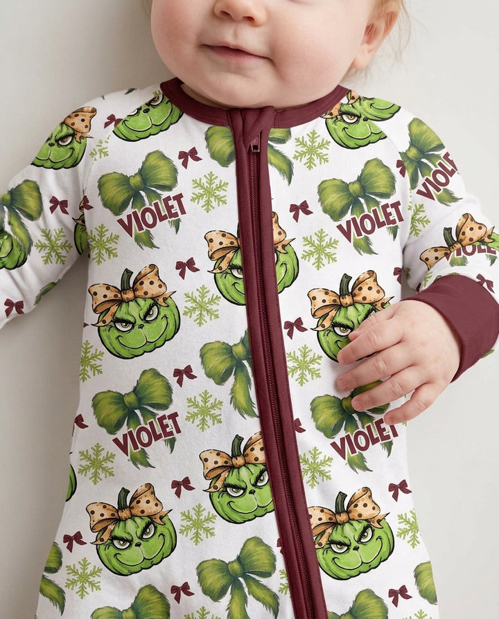 Custom Name Grumpy Green Christmas Bamboo Convertible Zippy